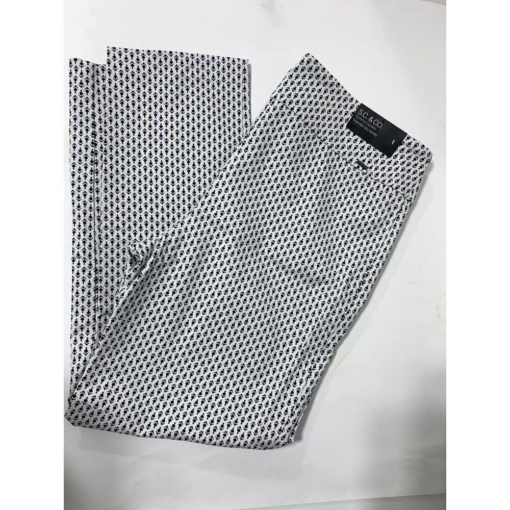 NEW S.C. & CO. Women's Tummy Control Pants, White & Black, Size 16